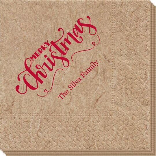 Hand Lettered Merry Christmas Scroll Bali Napkins